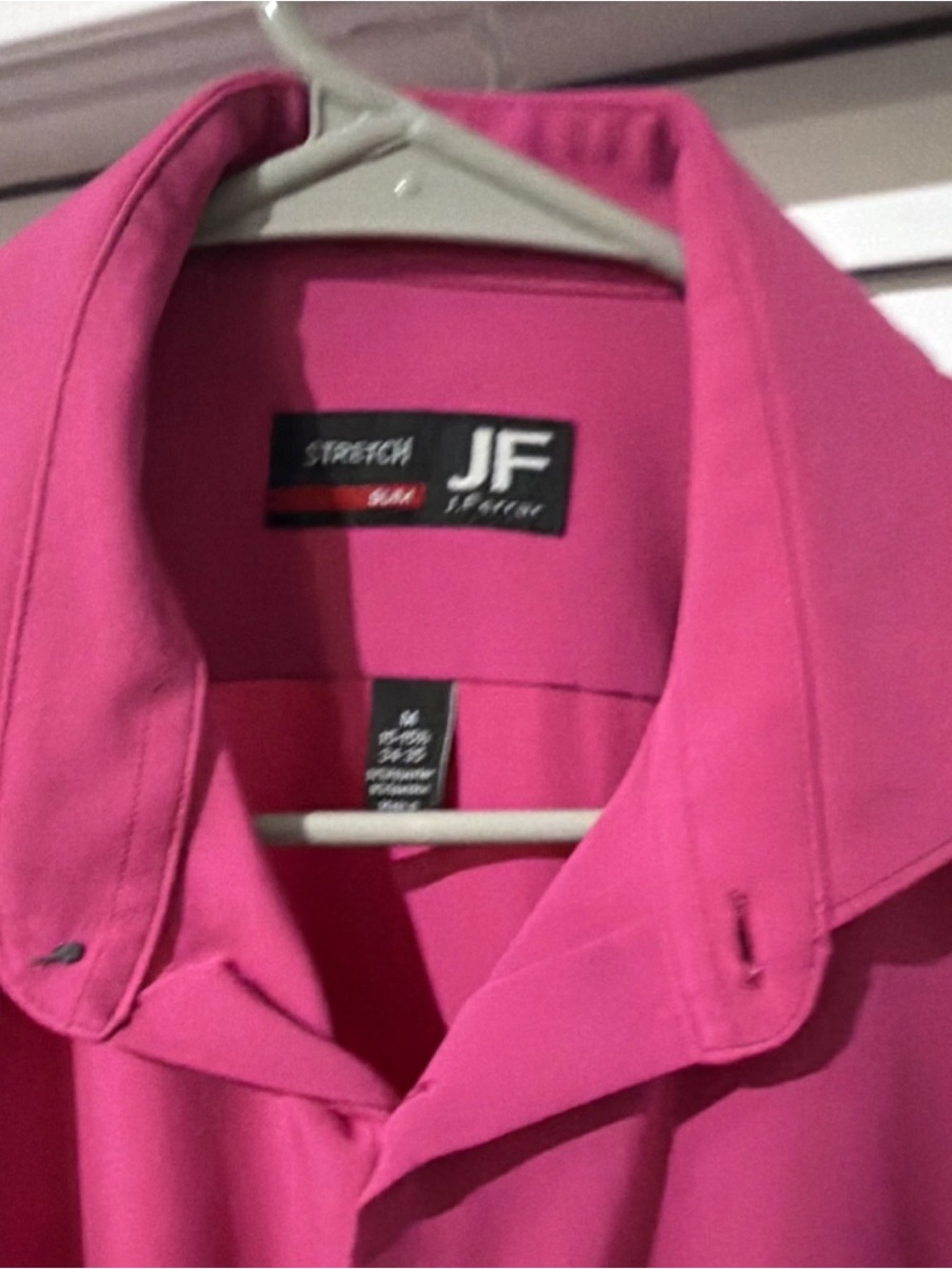 JF J. Ferrar Slim Fit Stretch Pink Dress Shirt M 34/35 Long Sleeve